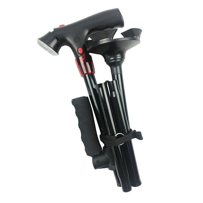 Collapsible LED Walking Cane with Alarm – Adjustable Folding Cane for Seniors