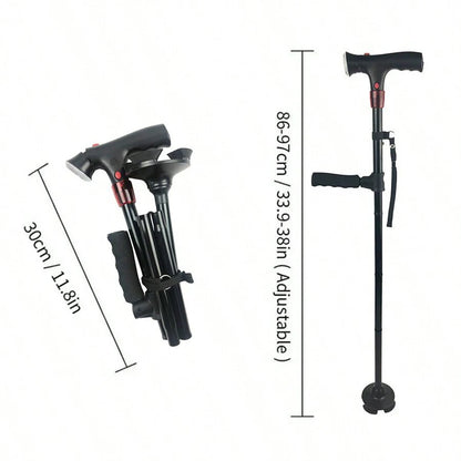 Collapsible LED Walking Cane with Alarm – Adjustable Folding Cane for Seniors